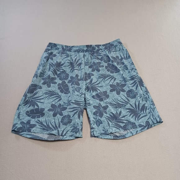 Other - Mens Tropical Floral Swim‎ Trunks Blue Gray Elastic Waist Mesh Liner Size Medium